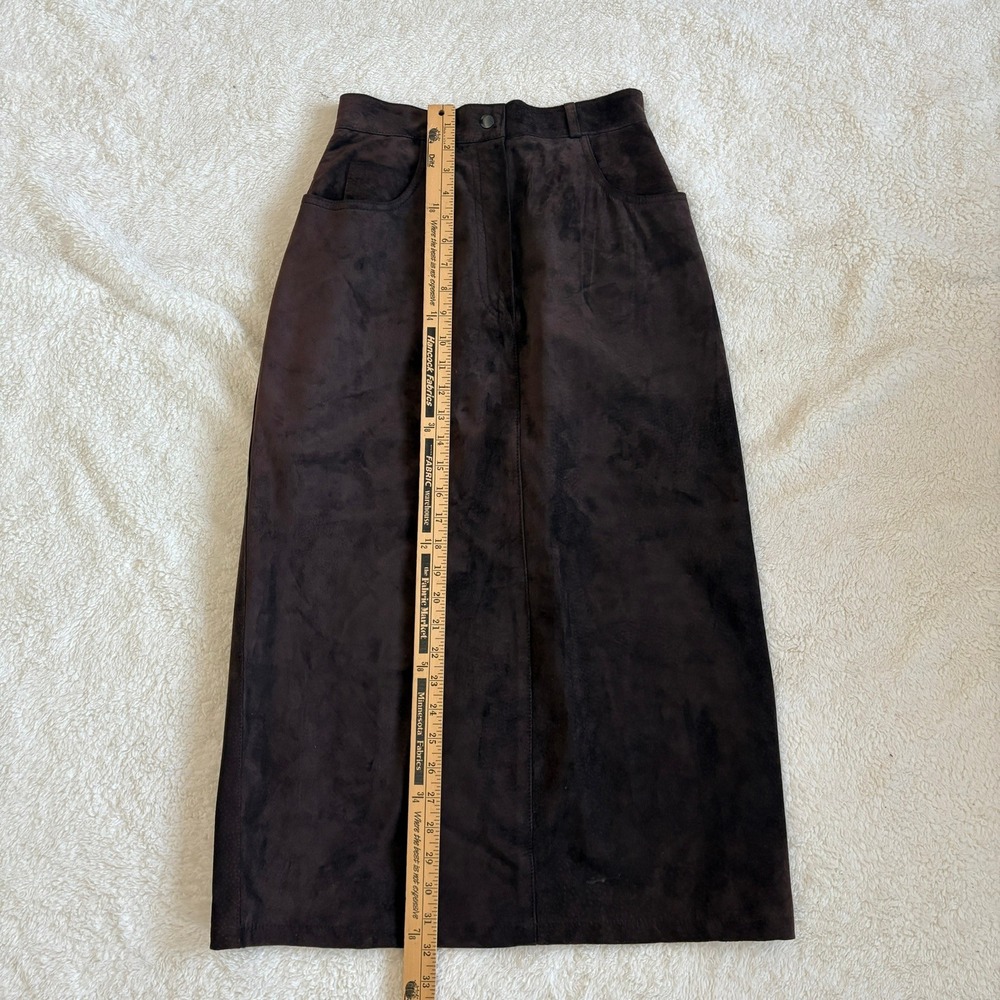 Vtg Bushwhacker Suede High Waist Pencil Skirt Western Wear Chocolate Brown Sz 4 - Picture 3 of 12